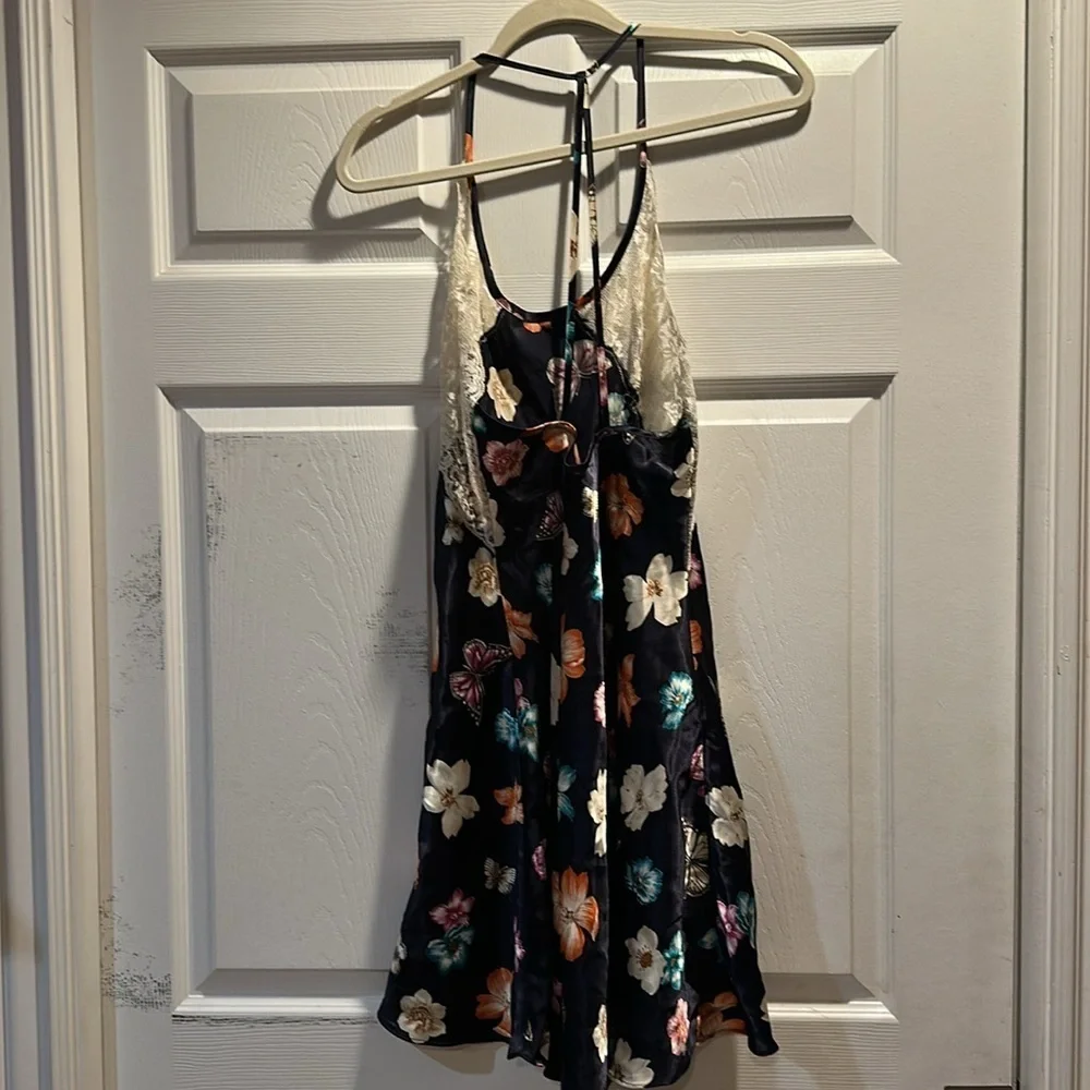 Vintage Y2K The Lingerie Collection Lace Butterfly Satin Low Back Slip Dress L